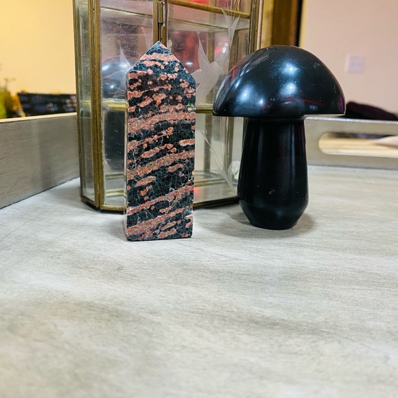 SOLD Red Snowflake Obsidian Small Rectangular Tower - Picture 3 of 7